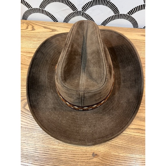 Vintage Boot Hill Cowboy Bucket Hat Brown Size Lg 7 1/4 - 7 3/8 Stetson Western - Picture 3 of 7